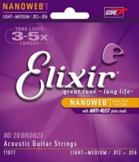 Струны для акустической гитары ELIXIR 11077 NanoWeb Light Medium 